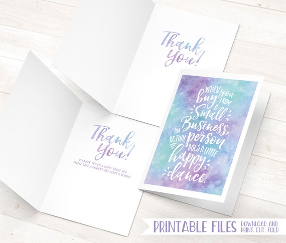 Small Business Cards Printable Thank You Cards Etsy Seller