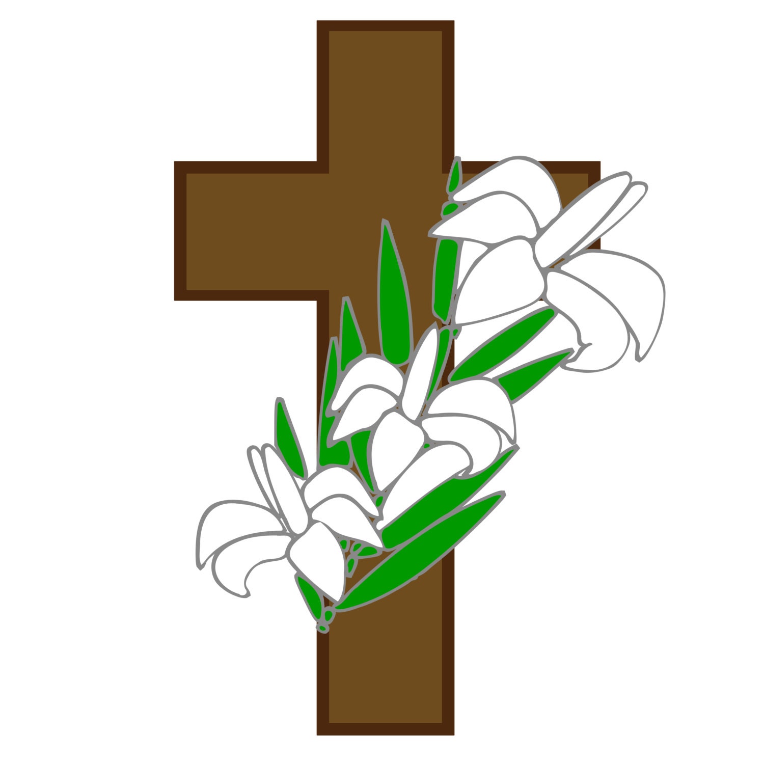 Download Easter svg cutting file Cross with Easter lilies