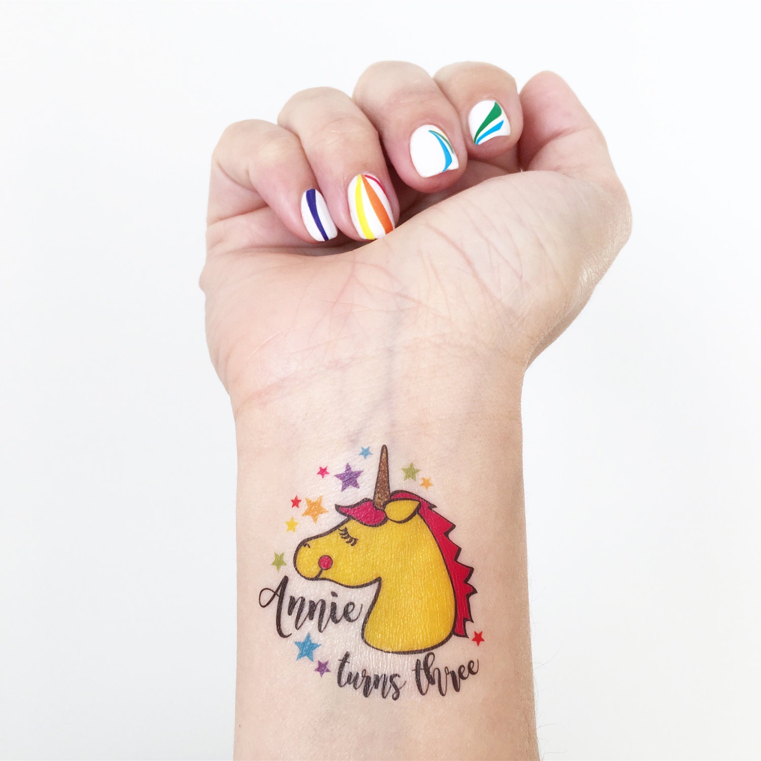 12 Custom Unicorn Temporary Tattoos - Perfect Party Favors!