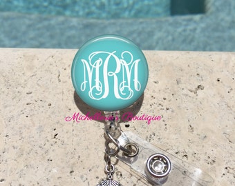 Monogram Badge Reel, Retractable Badge Holder, Personalized Badge Reels, Doctor Badge Reels, Nurse badge Reels, RN BSN, LPN, Medical