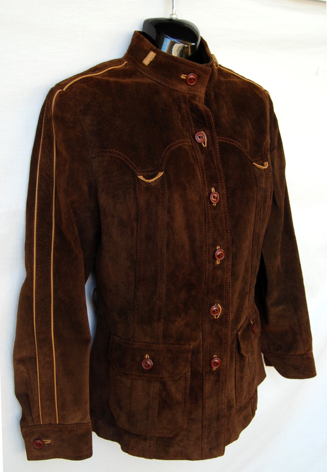 Vtg Womens Chocolate Brown Suede Leather Jacket by ...