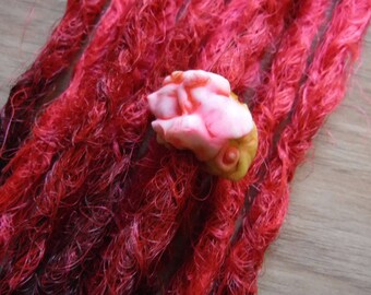 Dreadlock Bead - Lush Hibiscus Flower Hawaiian Inspired 10mm Beads for Pencil Thin Dreads or Braids - Hand Painted Resin Hair Accessory