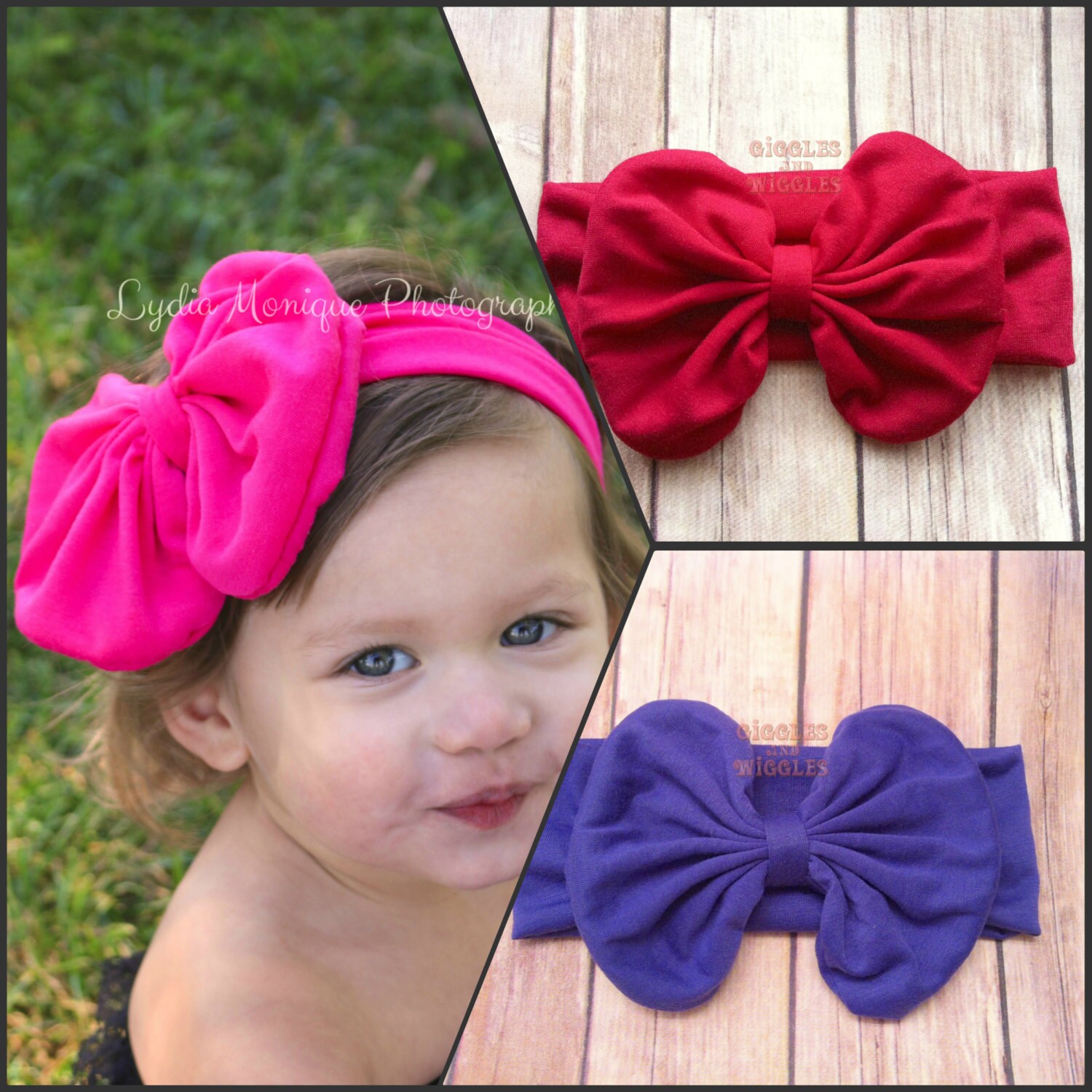 Baby head wrap baby girl headband Hot pink wine or purple