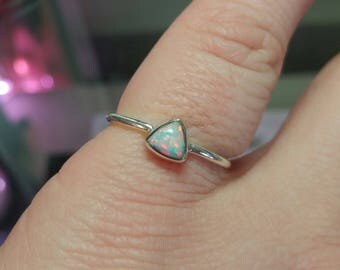 Simple Opal Ring | Sterling Silver Ring Sz 7 | Solid Opal Ring | Opal Jewelry | Triangle Opal Ring | Welo Opal Ring | Precious Opal Ring