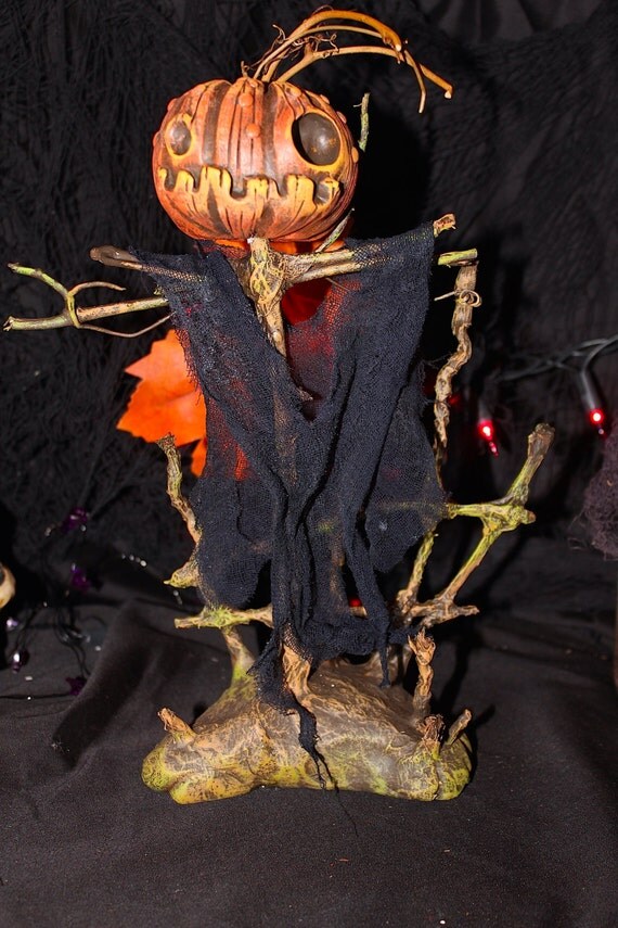 OOAK Scarecrow halloween gothic decoration pumpkin by HawenHollow