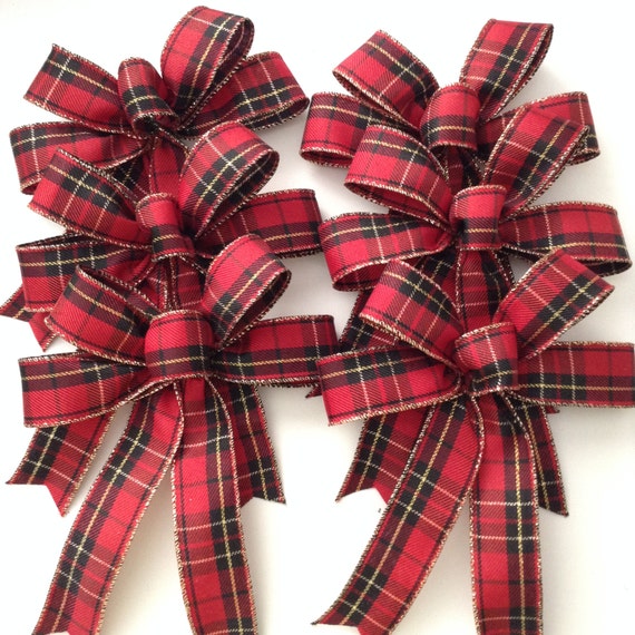 Christmas Plaid Custom Bows / Plaid Decorative Bows