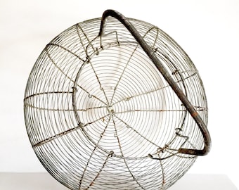 Stunning Extra Large French Antique Wire Egg Basket - Handmade Metal Wire Basket - French Egg Basket - Shabby Chic Basket - French Rustic