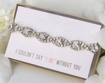 Bridesmaid Gift Bracelet, Bridal Party Gift, Silver Bracelet, Bridal Party Gift, Maid of Honor Gift, Bridesmaid Jewelry,Silver Jewelry B129S