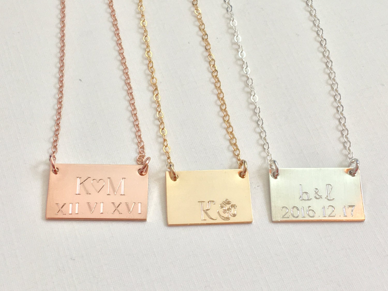 Wedding date necklace, initial necklace, Personalized Necklace, engraved gold Necklace, bridesmaid gifts, gift for mom, new mom, new baby