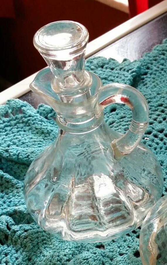 Items similar to Vintage Glass Cruet Bottle w Stopper Round Bulb Style Clear Glass Vinagrette
