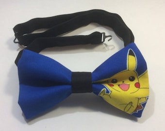 bow tie made from pokemon fabric pikachu meowth blue unique bow ties for men teens boys weddings birthday cotton pre tied cool bow ties
