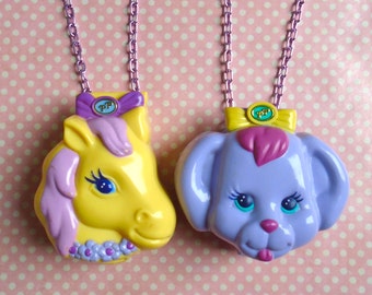 Statement Polly Pocket Dazzling Dog show or Pony Ridin compact necklaces