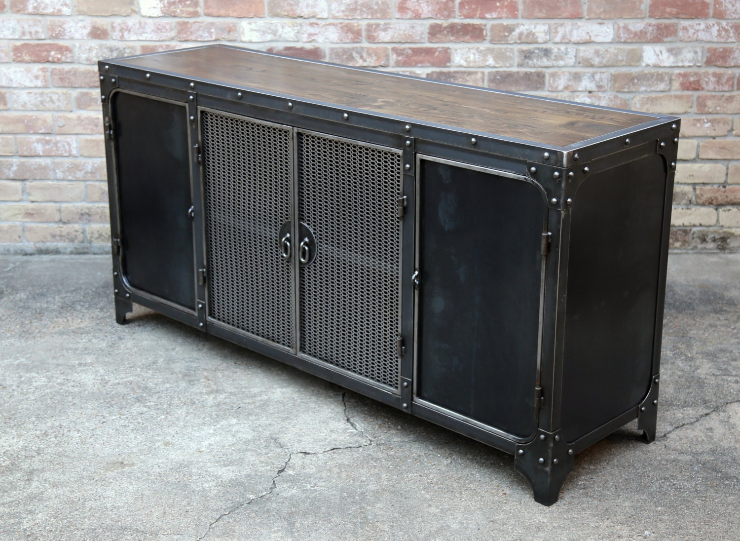 Modern Industrial Sideboard Steel Buffet Cabinet Kitchen