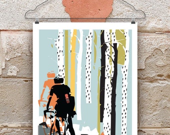 Into The Woods Cycling Print, Print for Cyclists