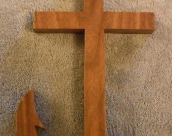 Religious mission Cross wooden, walnut wood, wood cross, cross, wooden cross, rustic cross, christian decor, wall hanging, wall decor