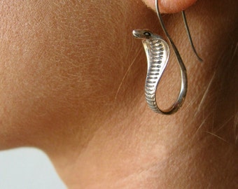 Cobra Snake Earrings ~ Sterling Silver Snake Earrings ~ Silver Earrings ~ Serpent Earrings