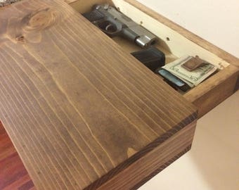Rustic wood floating shelf with hidden compartment & magnetic lock, rustic home decor, rustic shelves, wood wall shelf, gifts for him, shelf