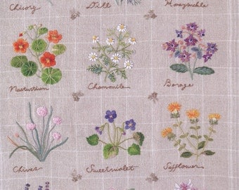 Embroidery patterns - botanical - herb embroidery - japanese embroidery book - ebook - PDF - instant download