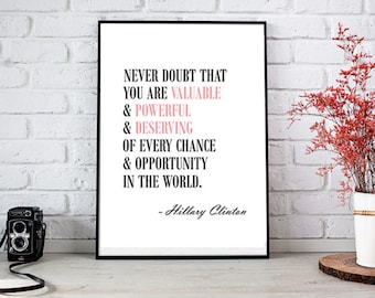 Hillary Clinton - Motivational Quote, Typography Wall Print
