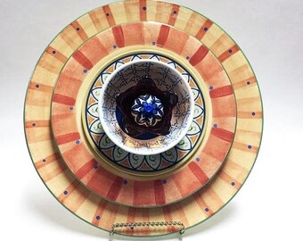 Outdoor Decor - Dish Flowers - Yard Art Garden Decor - Glass Plate Garden Flower - Garden Art - Plate Flower - Glass Flowers - Garden Decor