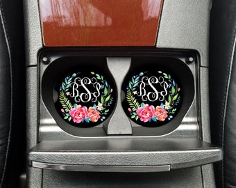 Personalized Monogrammed Car Cup holder Coaster, Coworker Gift, Custom Car decor, Custom Car Accessories Women, Graduation Gift (CAR0012)