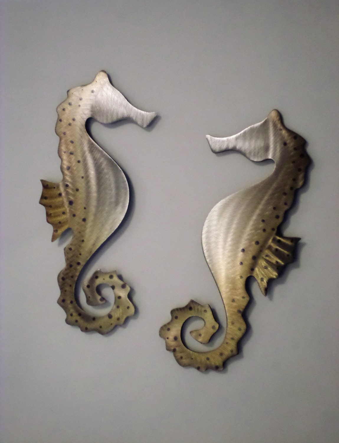 Seahorse Metal Art Set of two One of a kind HandMade