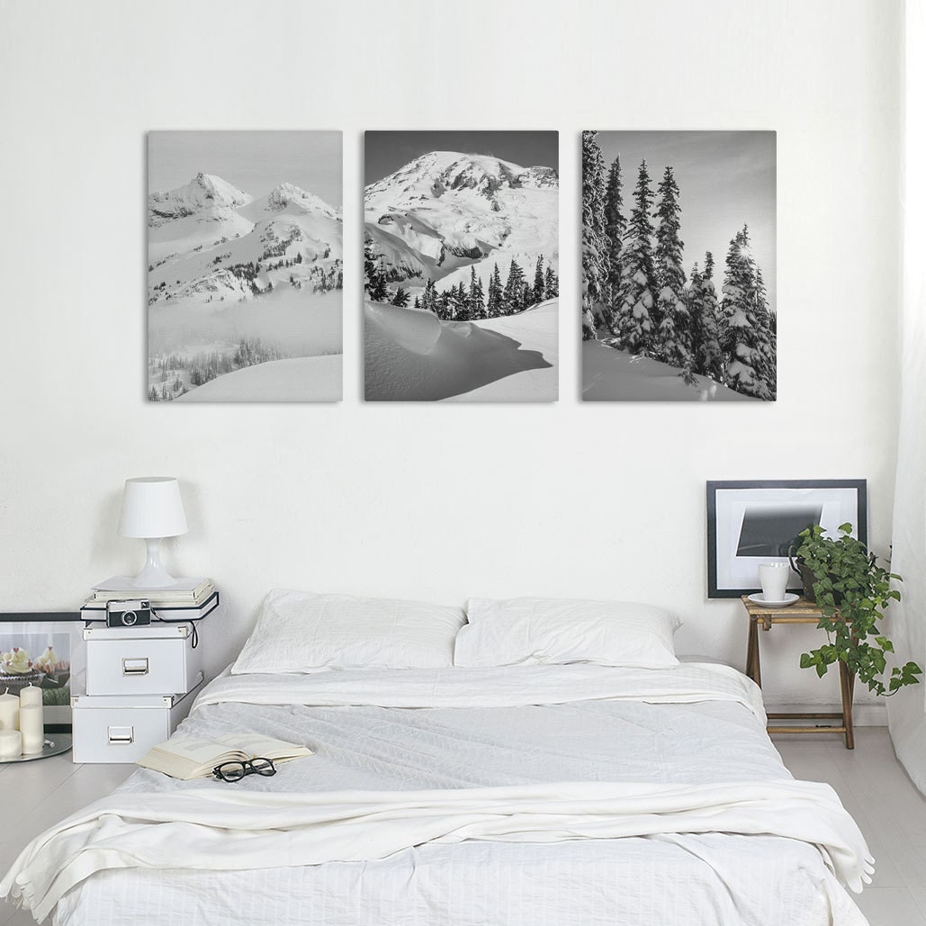 Mountain Canvas Set Of 3 Prints Black And White Art