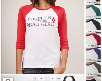 T-Shirt Unisex 3/4 Raglan Sleeve - Bad Girl / Suicide Squad / Harley Quinn