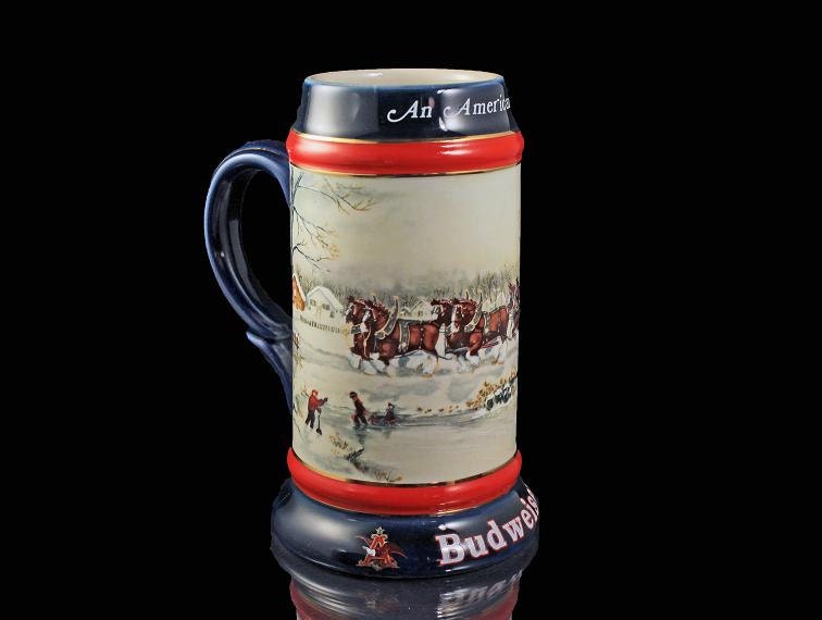 1990 Budweiser Holiday Stein, An American Tradition, Beer Stein