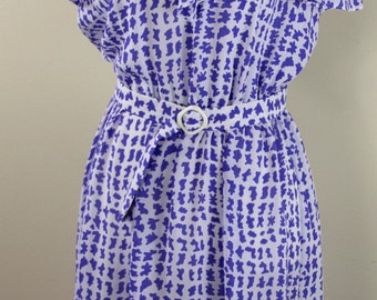 Lavender White Dress Vintage ifi Secretary 70s