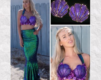 Mermaid Purple Seashell Top - Sexy Adult Halloween Costume - Shells ONLY