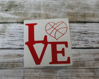 Basketball Love Decal / Monogram sticker / yet cooler monogram decal / laptop decal / car decal /circle monogram