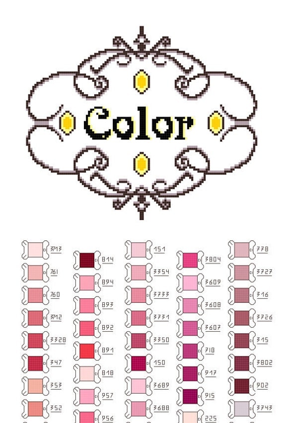 Cross stitch pattern DMC color list download pdf all 447 colors sampler