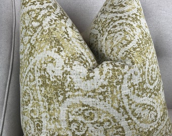 Paisley Gold and Beige Pillow Cover, Paisley Decorative Cushion Cover, Gold Throw Pillow, Housewares Decor, Home Living, Accent Pillow 0036