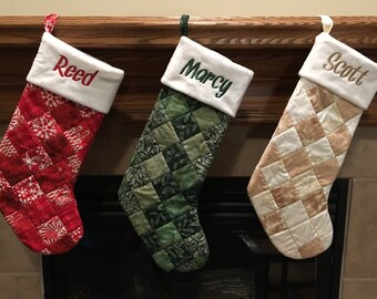 Quilted Stocking. Custom Christmas Stocking. Family Christmas Stocking. Personalized Stocking. Personalized Quilted High Quality Stocking.
