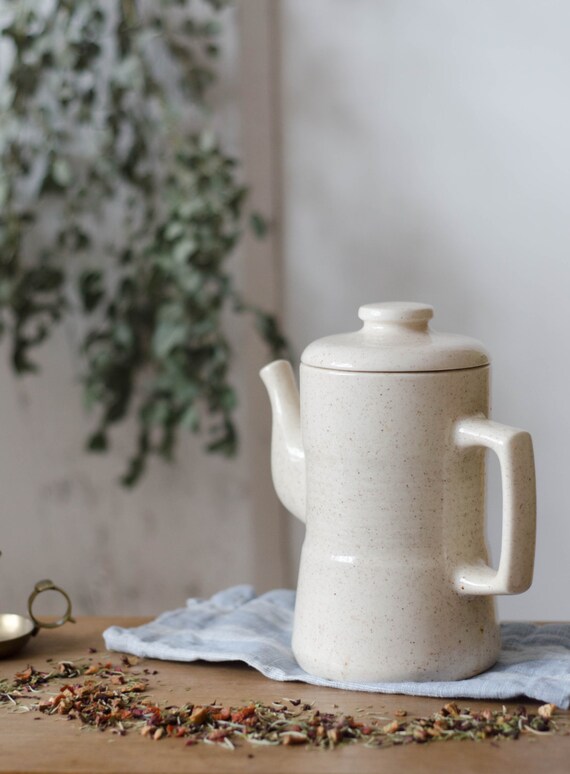 Vintage stoneware Teapot/Pitcher. White/Cream