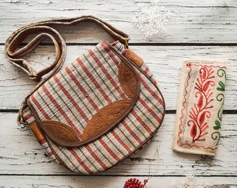 Hemp leather ladyes bag Style bag adjustable strap shoulder purse