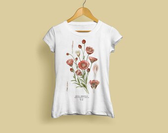 Xeranthemum Annuum Ladies T-Shirt - Botanical Illustration, Botanical Art, Botany Art, Flower Tshirt, Annual Immortelle, S M L XL XXL