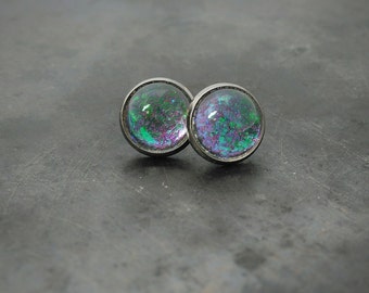 Iridescent earrings for sensitive ears ~ studs for sensitive ears ~ stainles steel studs ~ delicate earrings ~ ear rings ~ gift for her