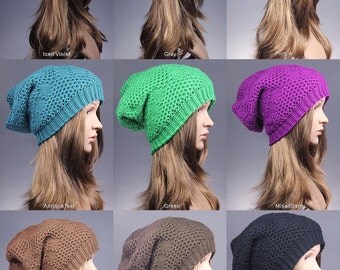 Women knit hat, knit slouchy beanie, knit hat, winter beanie, slouchy beanie, baggy beanie, baggy hat, chunky slouchy hat, cable knit hat