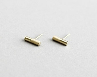 14k Gold Earrings- 14k Minimalist Earrings- Solid Gold Bar Earrings- 14k Yellow Gold Studs- Gold Post Earrings- My Heavenly Atelier- Gift
