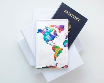 Colorful Map Passport Holder Personalized Leather Passport Holder Travel Document Wallet Leather Passport Cover Sale Passport Woman CP1074