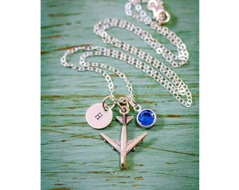 SALE • Airplane Necklace • Personalized Airplane Jewelry • Pilot Gift • Attendant Gift • Wanderlust Jewelry • Sterling Silver Plane Gift•Jet