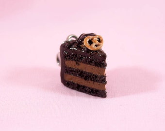Chocolate Cake Charm ; Cute Miniature Food Jewelry