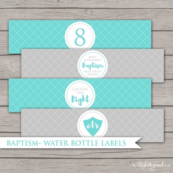 Baptism Water Bottle Labels LDS Digital Printable Party