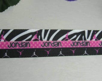 Jordan Zebra print grosgrain ribbon 7/8 inch *sold by the yard