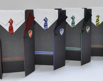 Harry Potter Hogwarts School House Uniform Gift Card Holder, Handmade Mini Greeting Card - Gryffindor, Slytherin, Hufflepuff, Ravenclaw!