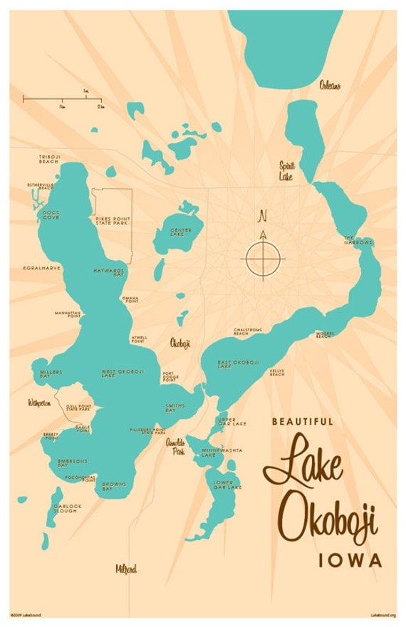 Lake Okoboji IA Map Print