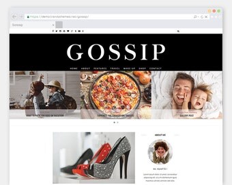 WordPress Theme "Gossip" Magazine Blog | Premade, Minimalist, Elegant, Clean and Fully Responsive WordPress Template for Bloggers