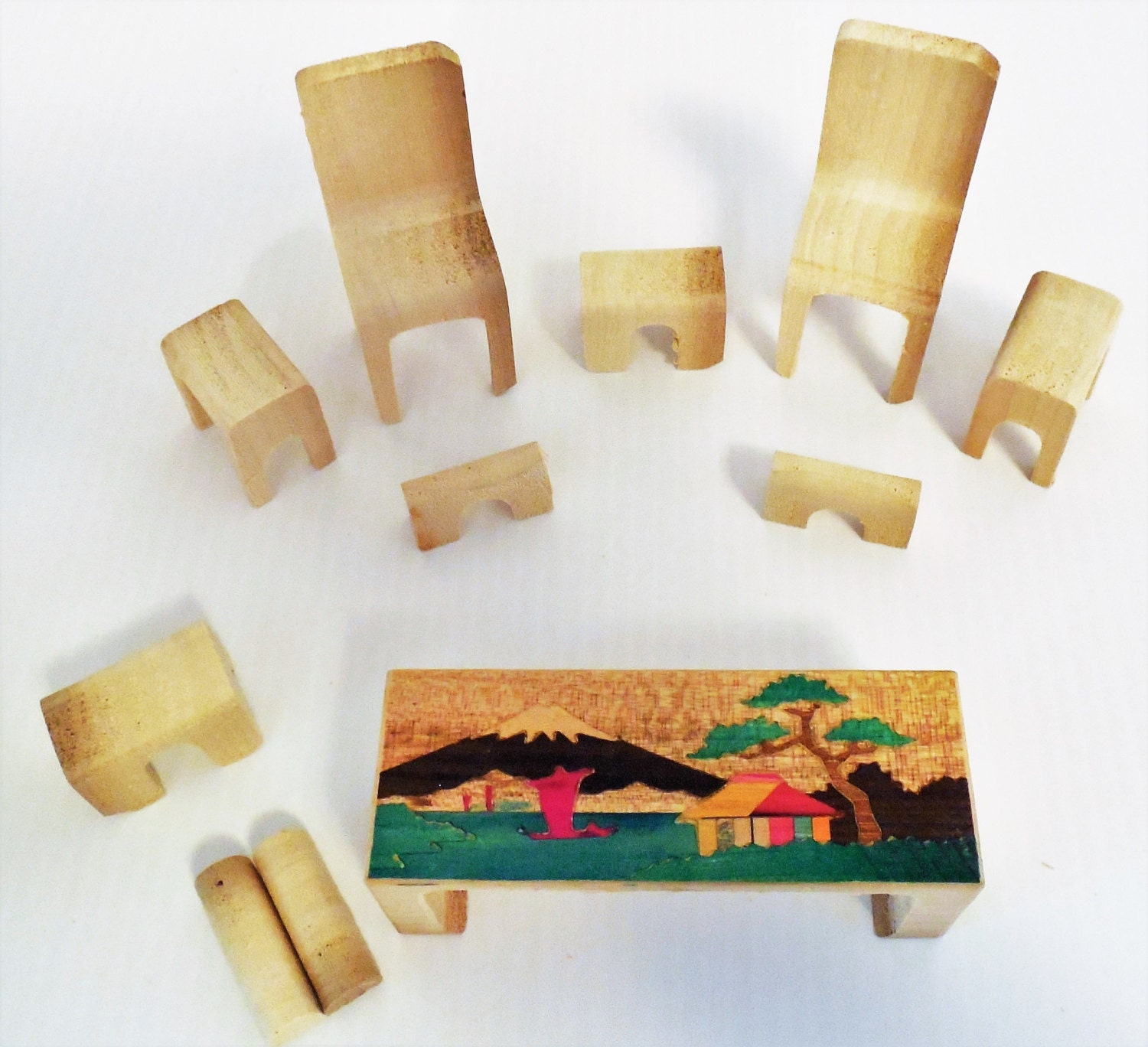 Miniature Wood Furniture Puzzle Set by Klimax 4 1930s